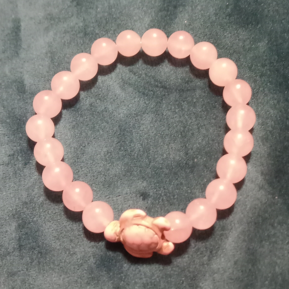 Natural Sea Turtle Pink Crystal Bracelet